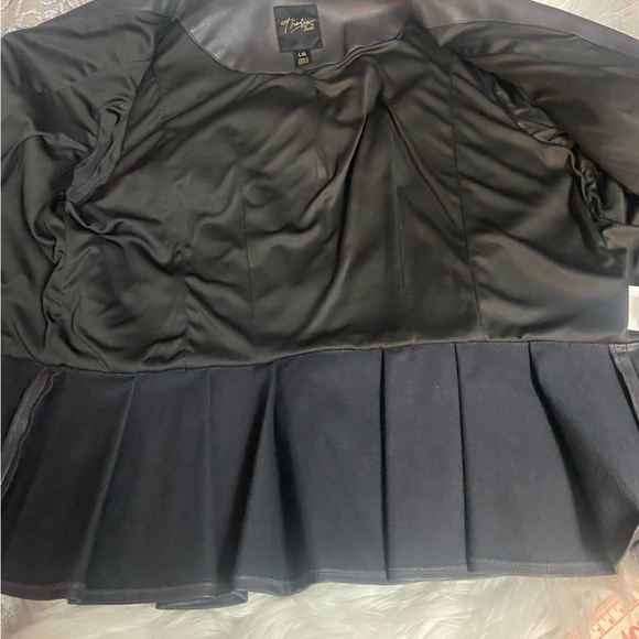 Thalia Sodi Sz L Charcoal Gray Faux Leather Collarless Women’s Jacket - Picture 7 of 16
